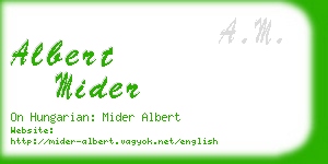 albert mider business card